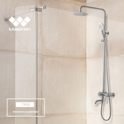 Wall Mount Three function Chrome Faucet Set Bathroom Waterfall Rain Head Shower